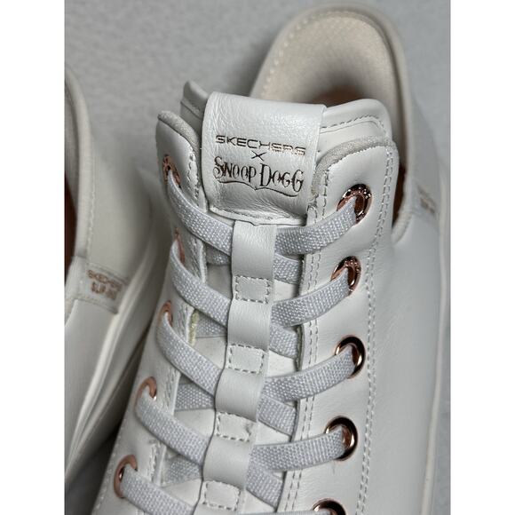 Skechers Snoop Dogg Sneaker Women 8.5 Pink White Leather Slip Ins Hands Free - Picture 5 of 10